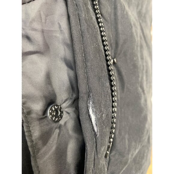 Nautica Women's Black Faux Fur Trim Hooded Puffer Coat Size M Defected (RIPPED) - Picture 5 of 8